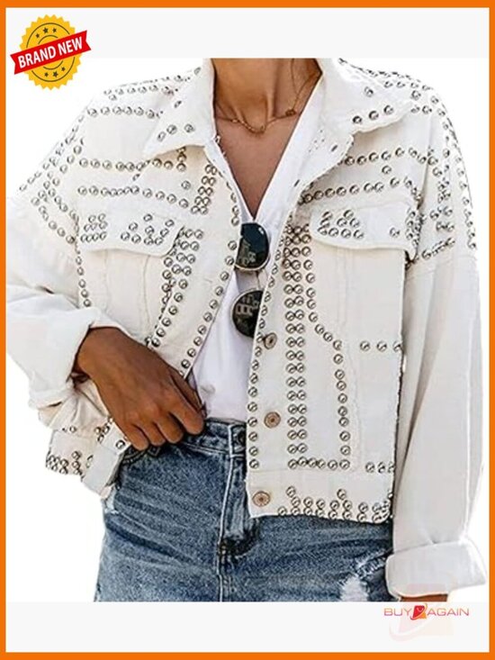 Jackets & Blazers - Crop Fringe Denim Jacket Distressed Western Studded Trucker Jacket